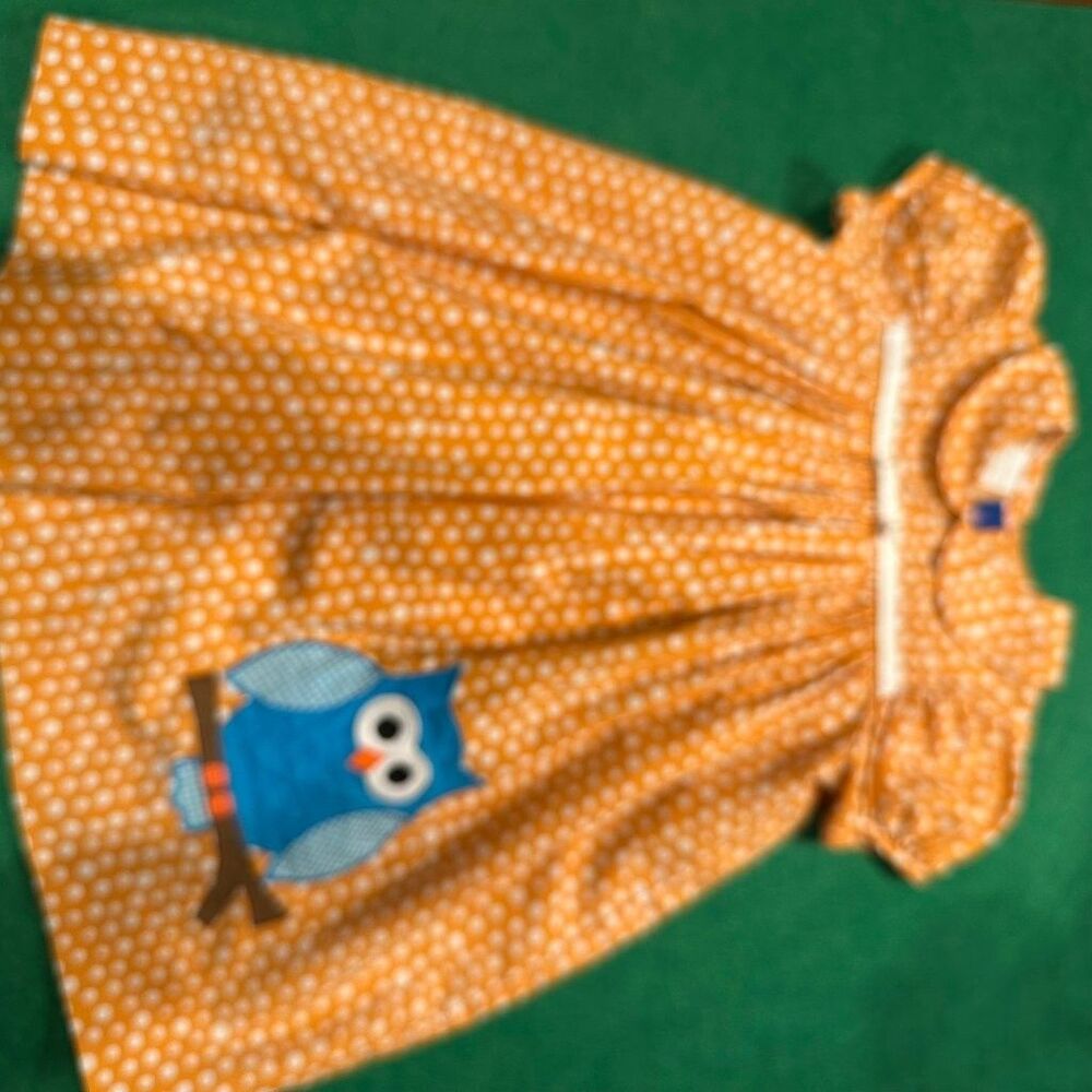 Pink Polka Dot Owl Applique Dress